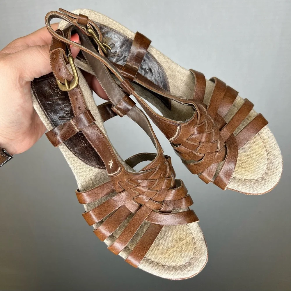 Henry Beguelin | Size 38 or 8 Classic Brown Leather‎ Wedge Shoes Vintage